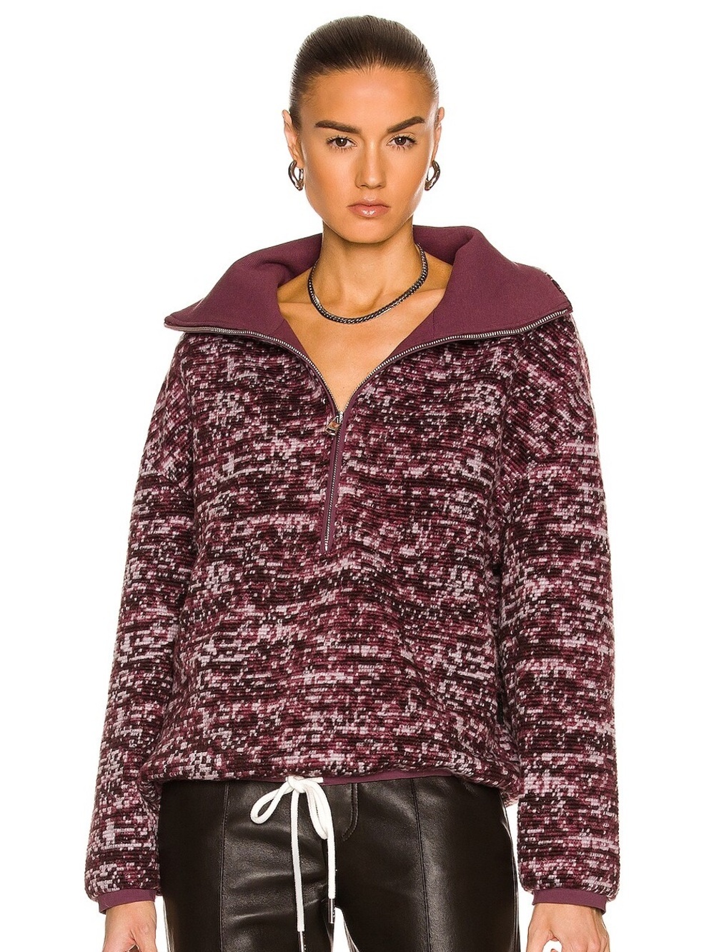 Varley Bailey Half-Zip Pullover Speckled Rose Purple Oversized Sweatshirt Size L